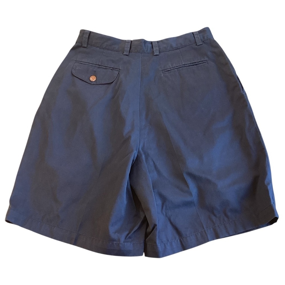 Vintage Elandale Cotton High Waist‎ Pleated Front Shorts, Navy Blue - Size 8